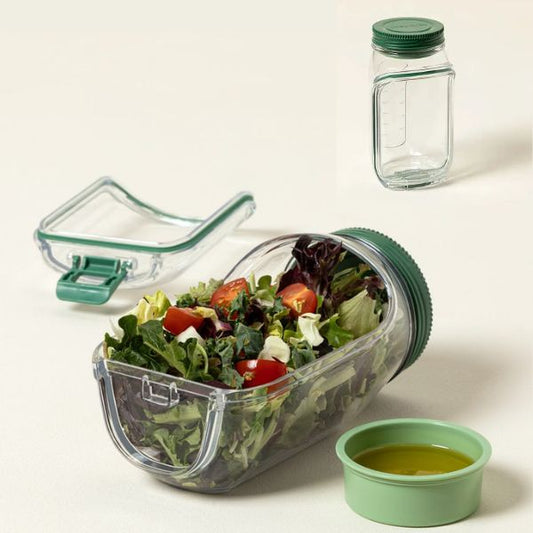 1200ml meal prep salad container with wet dry separation