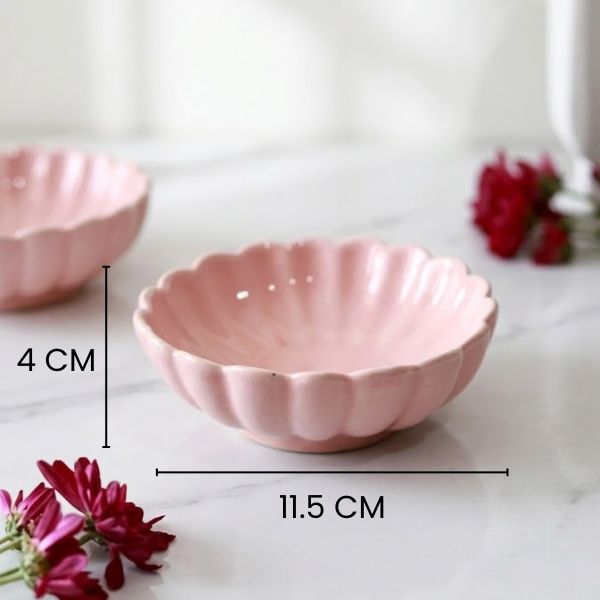Pink Scallop Flower Serving Bowls Set of 2 (150ml)