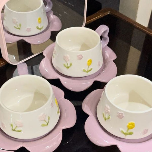 Flower Ceramic Cup & Saucer