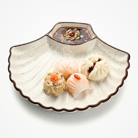 Coastal Shell Chip & Dip Snack Bowl Ceramic