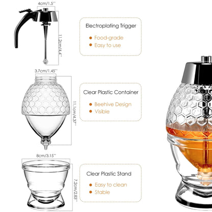 Drip-Free Honey Dispenser Jar Syrup & Sugar Serving Pot