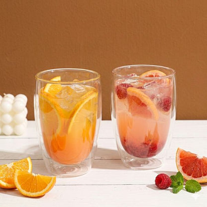 Double Wall Heat Resistant Drinking Glasses 350ml Set of 2