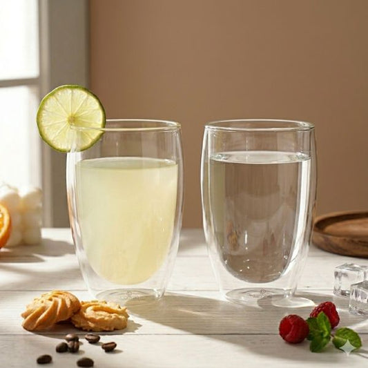 Double Wall Heat Resistant Drinking Glasses 350ml Set of 2