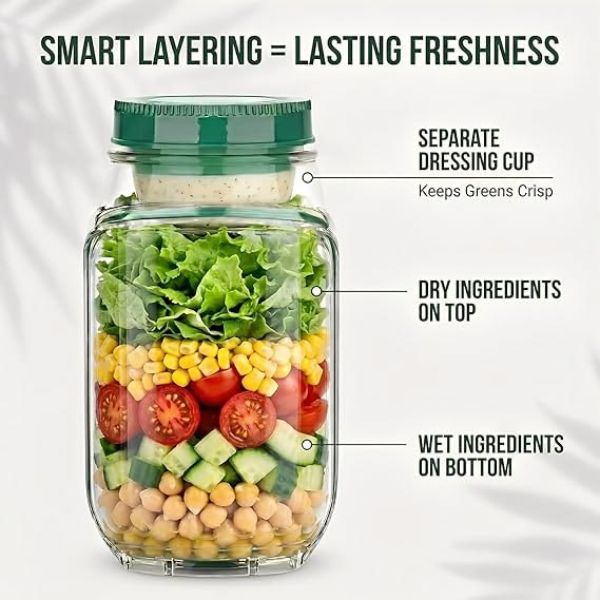 Transparent salad pod lunch container for office and travel