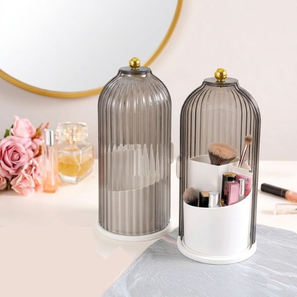 360 rotating makeup brush holder with dustproof lid