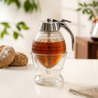 Drip free honey dispenser jar for kitchen and dining