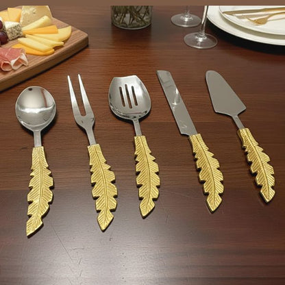 Golden Feather Serving Spoon Set of 5