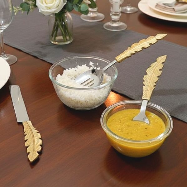 Golden Feather Serving Spoon Set of 5