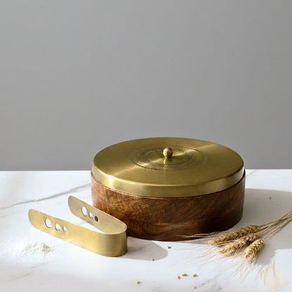 Wooden Roti Box with Tong