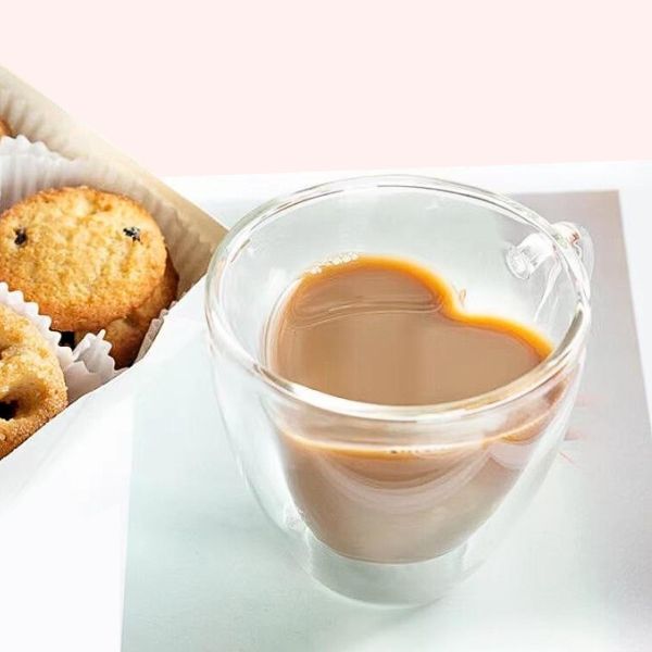 Heart-Shaped Double wall Glass Cup 80ml