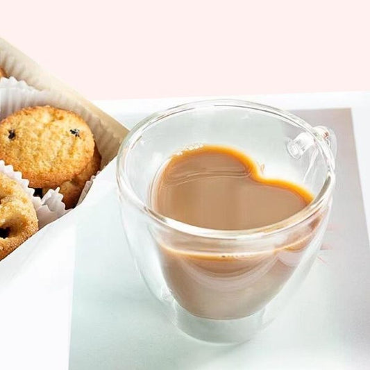 Heart-Shaped Double wall Glass Cup 80ml