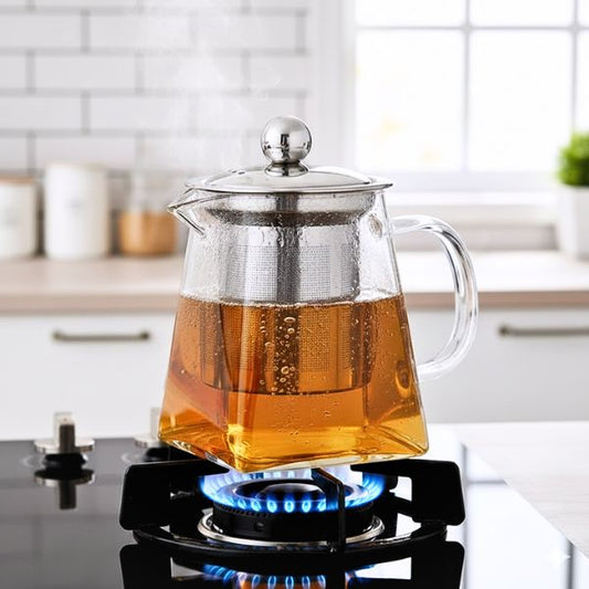 Glass Kettle With Tea Strainer Flame Safe