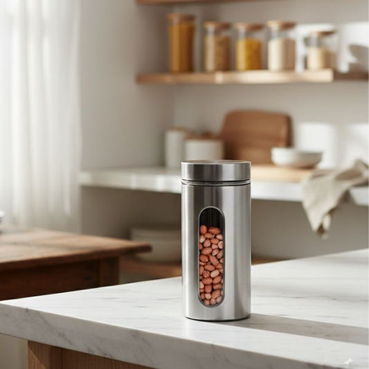Stainless Steel Body with See Through Window Storage Jar 800ml