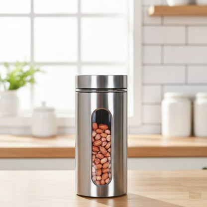 Stainless Steel Body with See Through Window Storage Jar 800ml