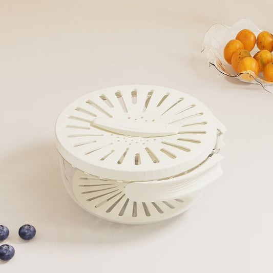 Multifunctional Kitchen Washing Basket With Storage Lid & Foldable Handle
