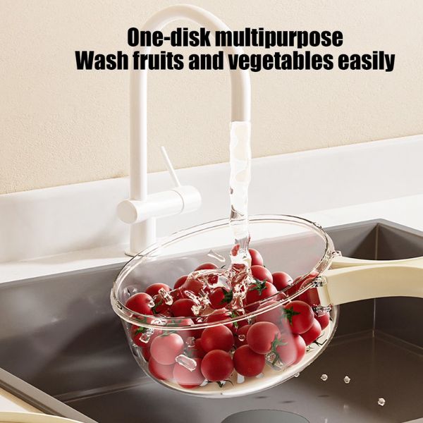 Multifunctional Kitchen Washing Basket With Storage Lid & Foldable Handle