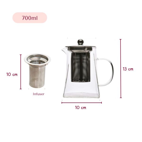 Glass Kettle With Tea Strainer Flame Safe