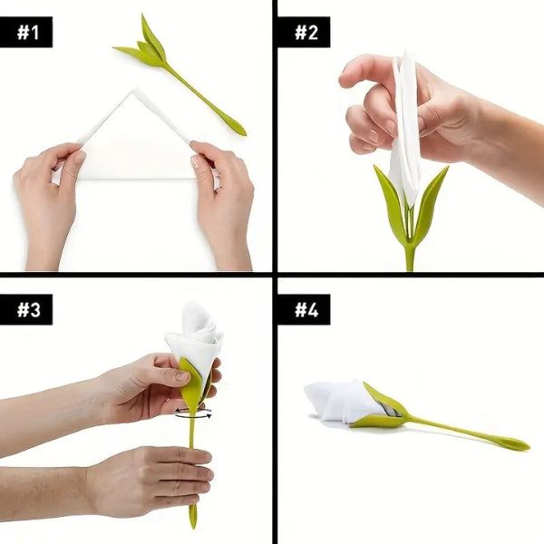 Elegant Floral Fashionable Napkin Holder Set of 4
