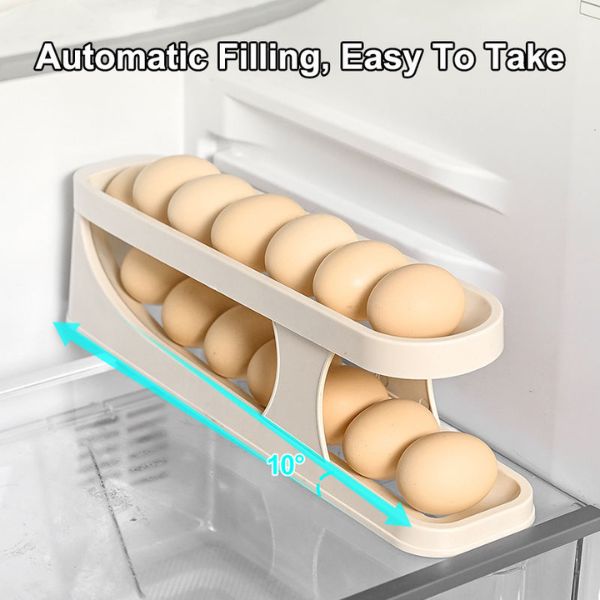 Double Layer Egg Dispenser Organizer Automatic Rolling Storage