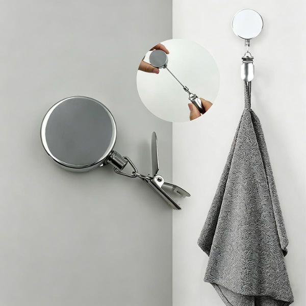 Retractable Dish Towel Holder Clip Stainless Steel