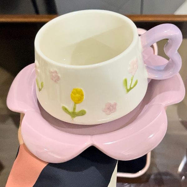 Flower Ceramic Cup & Saucer