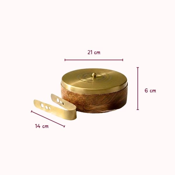 Wooden Roti Box with Tong