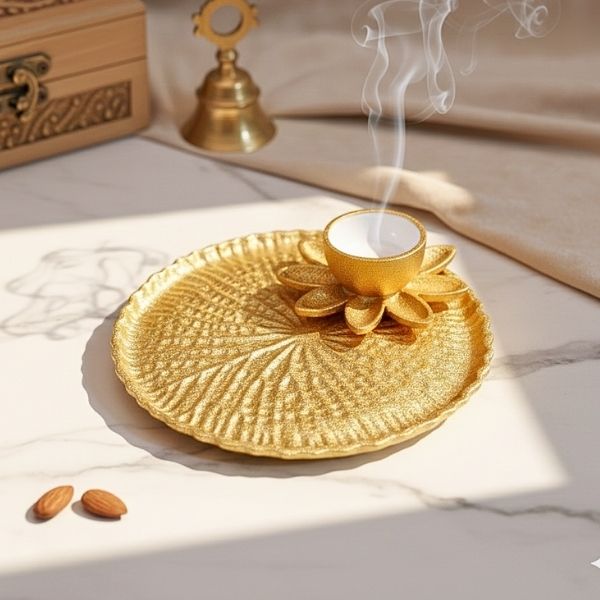 Elegant Lotus Flower Diya Plate