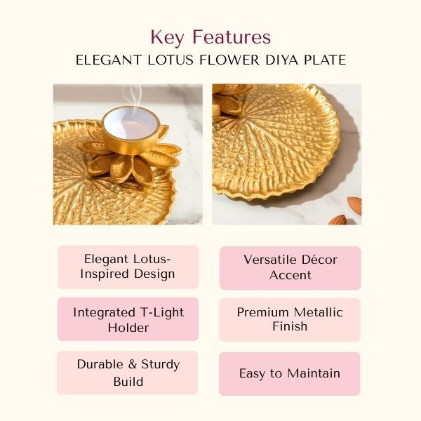 Elegant Lotus Flower Diya Plate