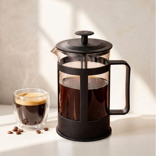 French Press Coffee & Tea Maker Borosilicate Glass Brewer 4-Stage Filtration 350ml