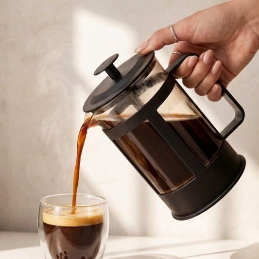 French Press Coffee & Tea Maker Borosilicate Glass Brewer 4-Stage Filtration 350ml