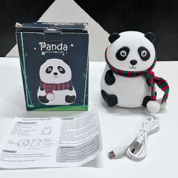 Rechargeable Silicone Panda Night Light Lamp for Kids