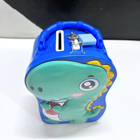 Cute Attractive Cartoon Dinosaur Piggy Bank with Security Lock & Keys for Kids