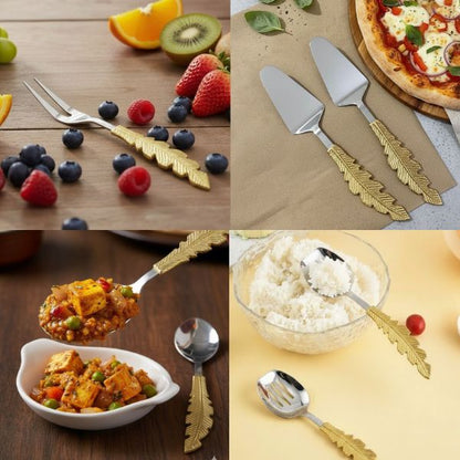 Golden Feather Serving Spoon Set of 5