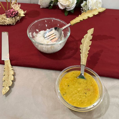 Golden Feather Serving Spoon Set of 5