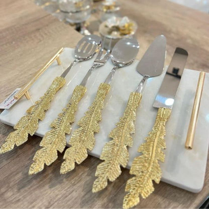 Golden Feather Serving Spoon Set of 5