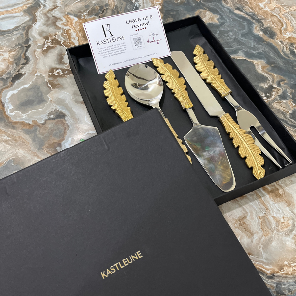 Golden Feather Serving Spoon Set of 5