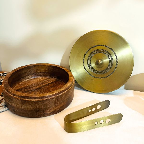 Wooden Roti Box with Tong