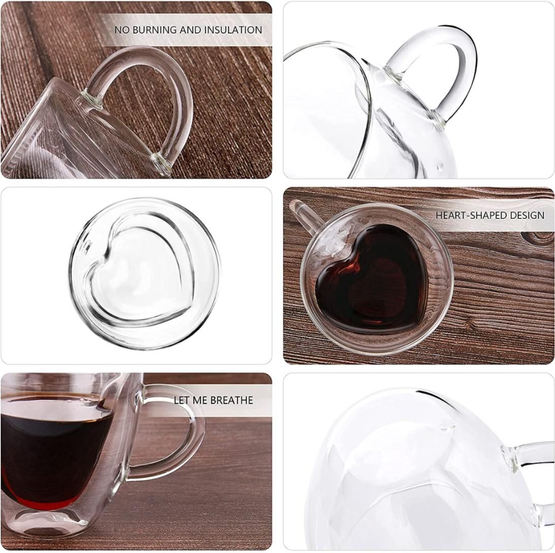 Heart-Shaped Double wall Glass Cup 80ml