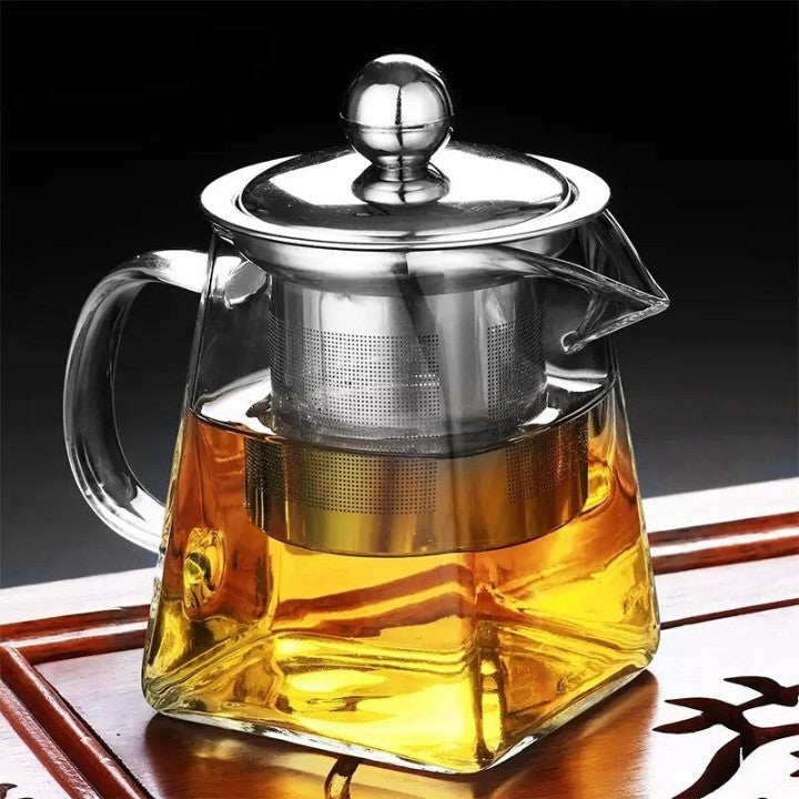 Glass Kettle With Tea Strainer Flame Safe