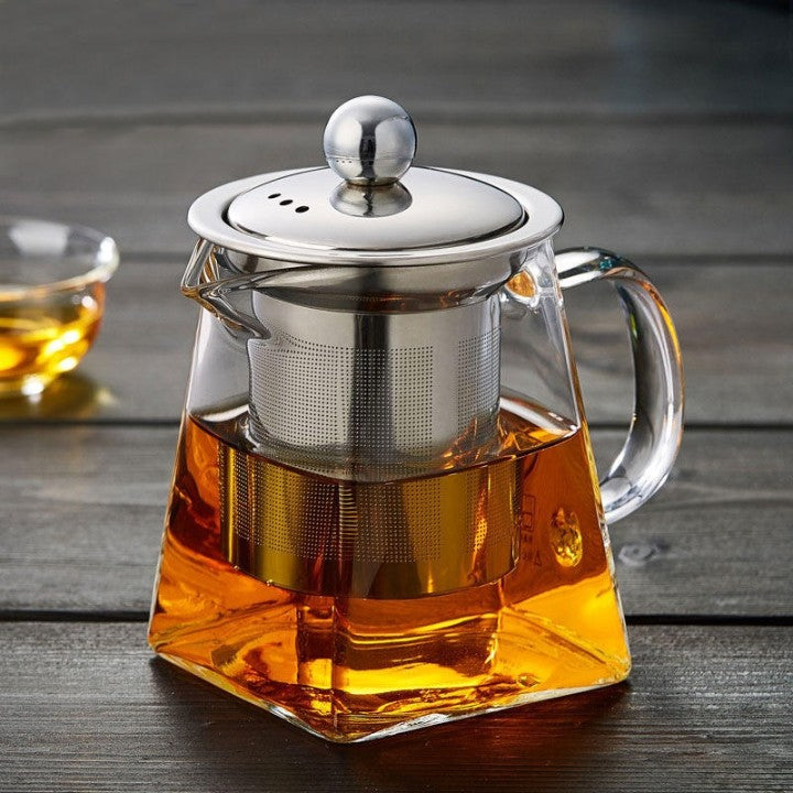 Glass Kettle With Tea Strainer Flame Safe
