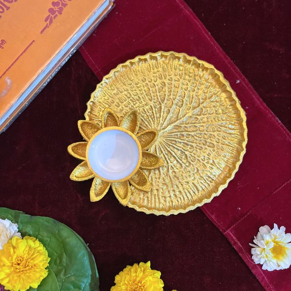 Elegant Lotus Flower Diya Plate