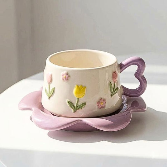 Flower Ceramic Cup & Saucer