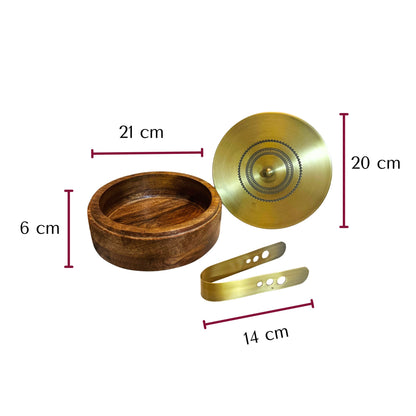 Wooden Roti Box with Tong