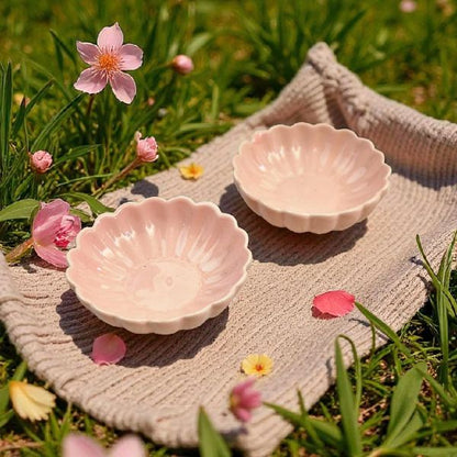 Elegant textured ceramic flower bowl in pink for modern dining and table décor